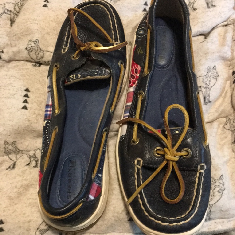 Blue and Red Sperry Boat Shoes